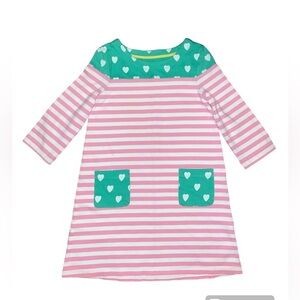 Mini Boden Striped dress with heart pockets